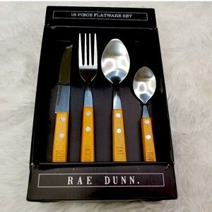 Rae Dunn 14 Piece Flatware/Dinnerwear/Utensils Set, Farmhouse table setting.